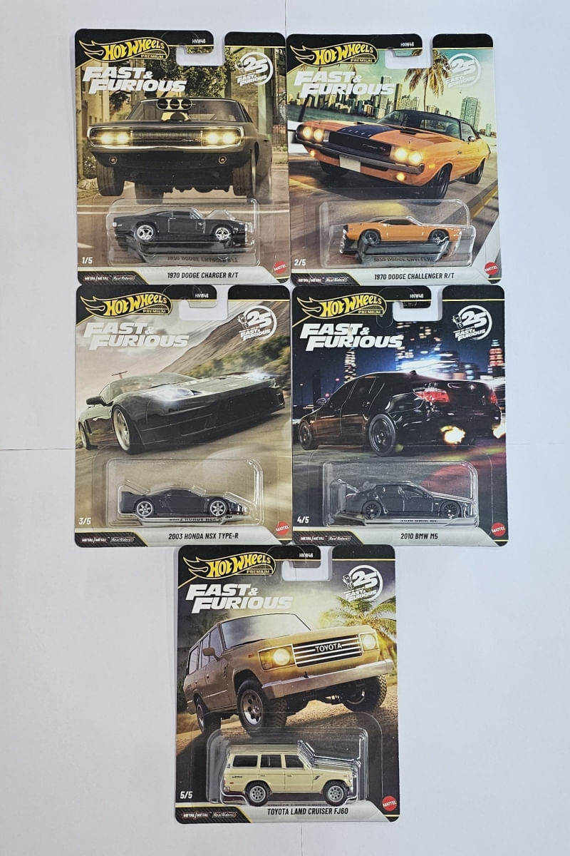 Hot Wheels Velozes e Furiosos 25 anos - Set Completo (5 miniaturas)