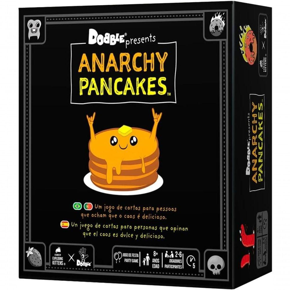 Jogo de Tabuleiro Dobble Anarchy Pancakes com Ação Caótica e Panquecas Voadoras Amarelo Galápagos