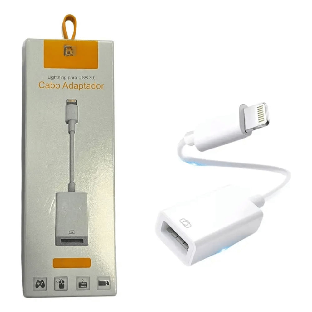 Cabo Otg Lightning Para Iphone USB 3.0 Cor Branco AL-1770-5G Altomex
