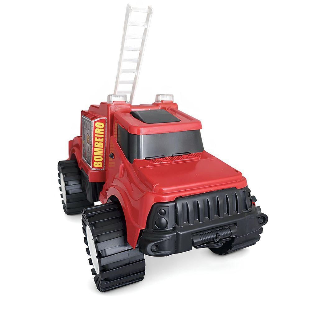 Caminhão de Bombeiro de Brinquedo Infantil com Escada Ajustável Vermelho Draik