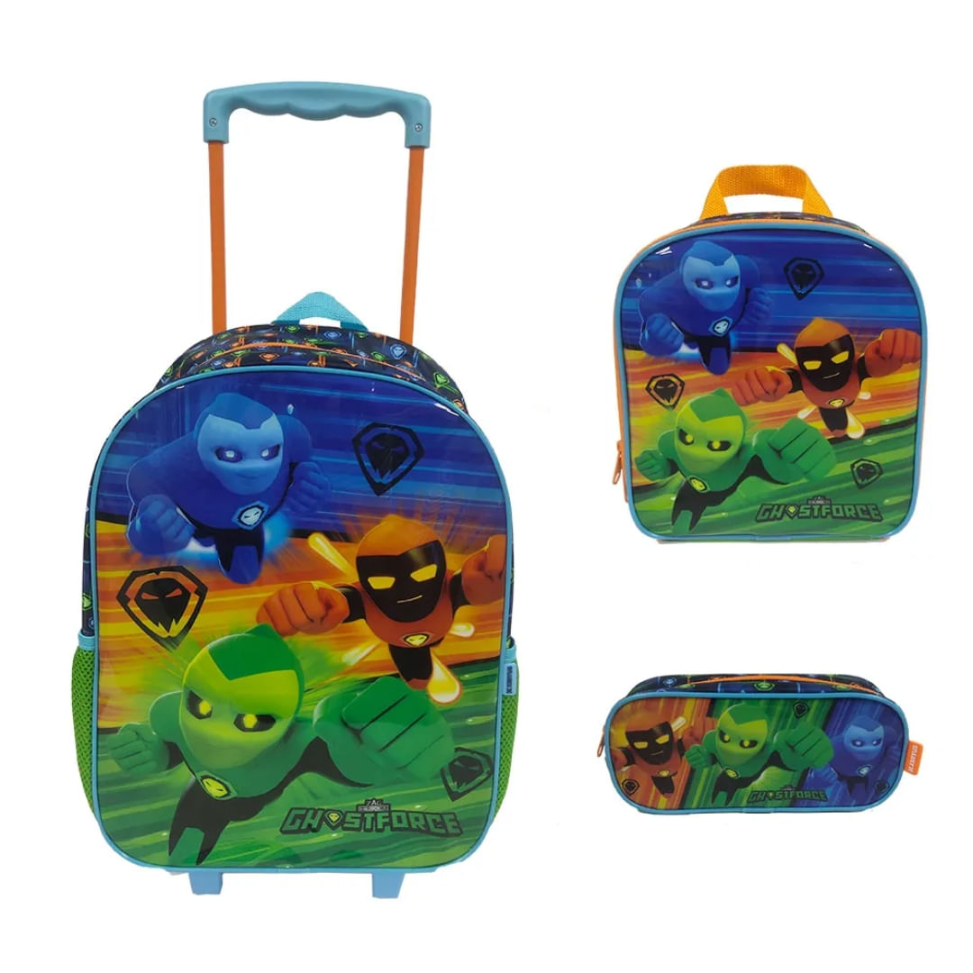 Kit Escolar Mochila Roda Xeryus Ghost Force Original 1Magnus