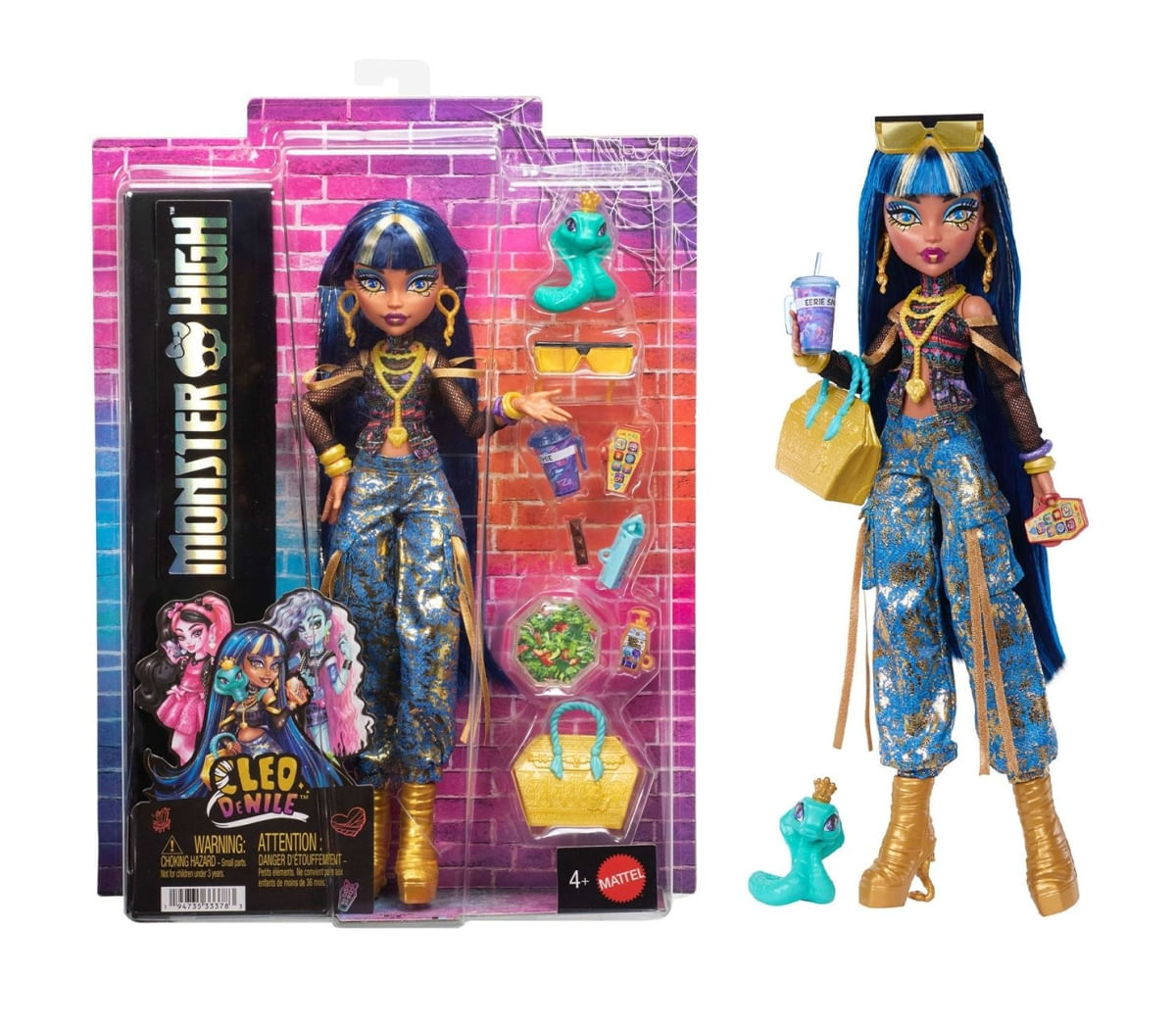 Boneca Cleo DeNile Monster High c/ Pet Hissette e Acessórios - JHK32 - Mattel