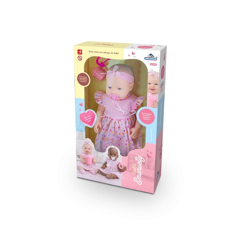 Boneca Bebê Emanuelly 50cm com Acessórios Adijomar