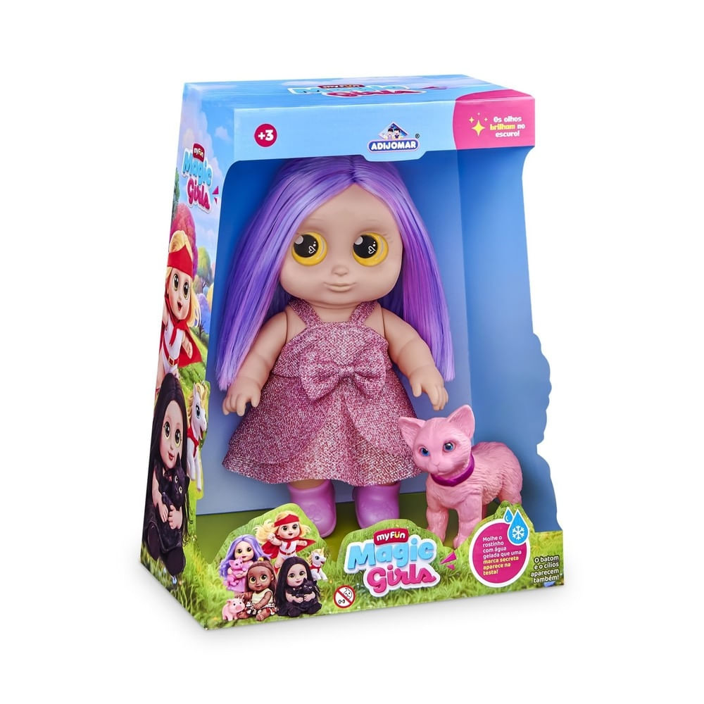 Boneca My Fun Magic Girls Princesa 22cm com Gatinho Adijomar
