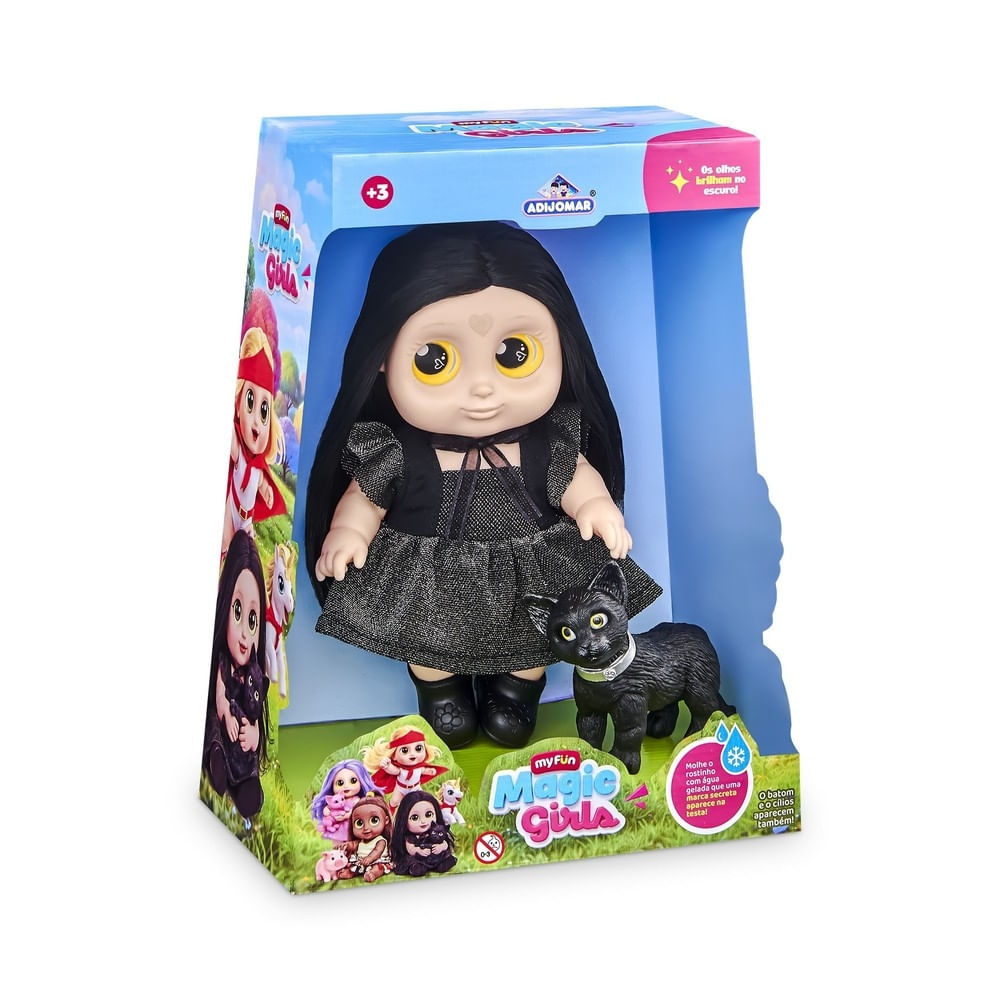 Boneca My Fun Magic Girls Bruxinha 22cm com Gatinho Adijomar