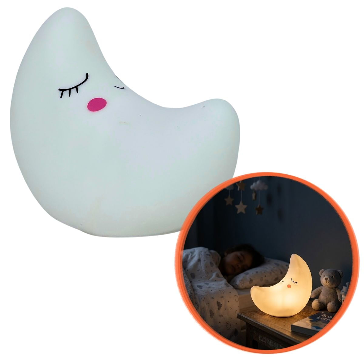 Luminária Lua LED Abajur Infantil A Bateria Com Luz Suave - Art House