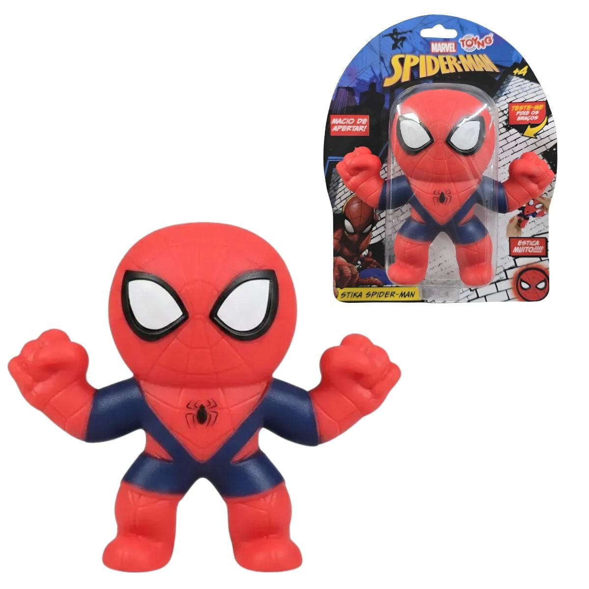 Boneco Elástico Stika Spider-Man Homem-Aranha Marvel Toyng 13cm