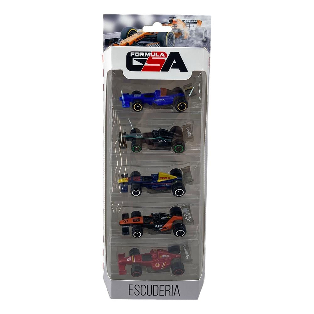 Kit com 5 Mini Carrinhos Die Cast Fórmula GSA - Escuderia