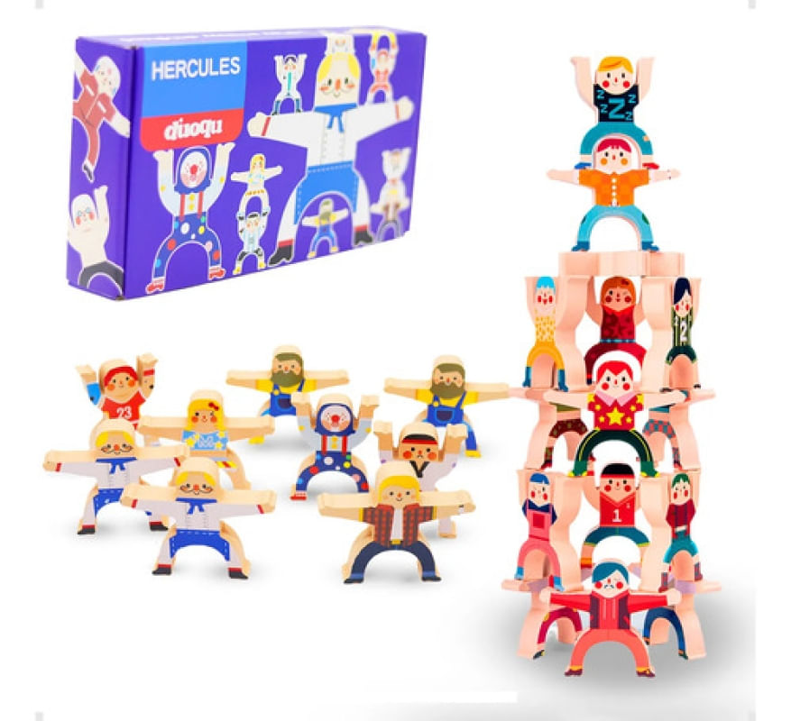 JOGO DE EMPILHAMENTO DE MADEIRA BLOCO DE EQUILIBRIO 12 PEÇAS