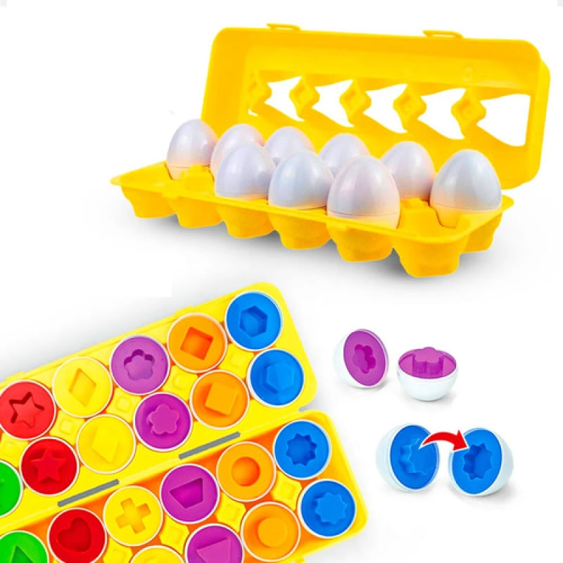 CESTA DE OVOS PARA COMBINAR 6 CORES E 12 FORMAS SHINY TOYS