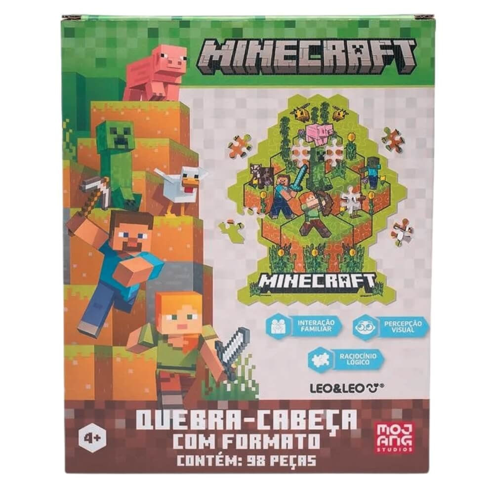 Quebra-Cabeça Minecraft Com Formato 98 Peças - Leo&Leo