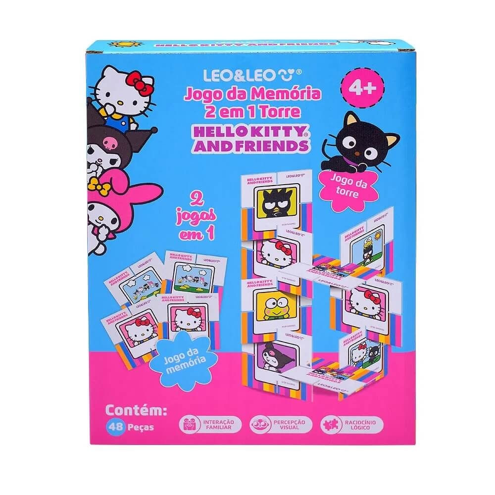 Jogo da Memória 2 Em 1 Torre Hello Kitty 48 Peças - Leo&Leo