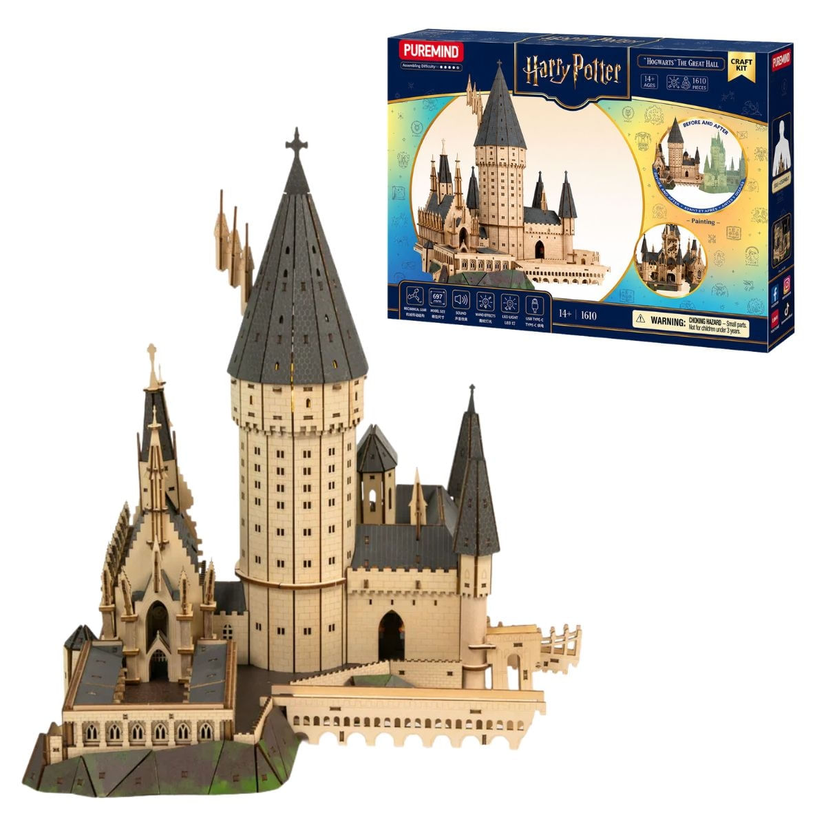 Brinquedo De Montar Harry Potter Salão Principal De Hogwarts Puremind Com Luz E Som