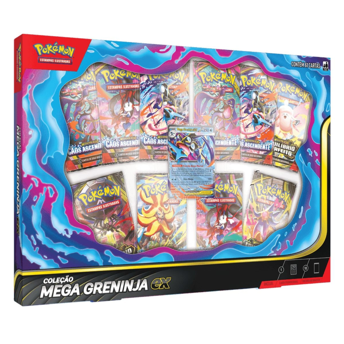 Coleção Pokémon Mega Greninja Ex Oficial Com 10 Pacotes Booster