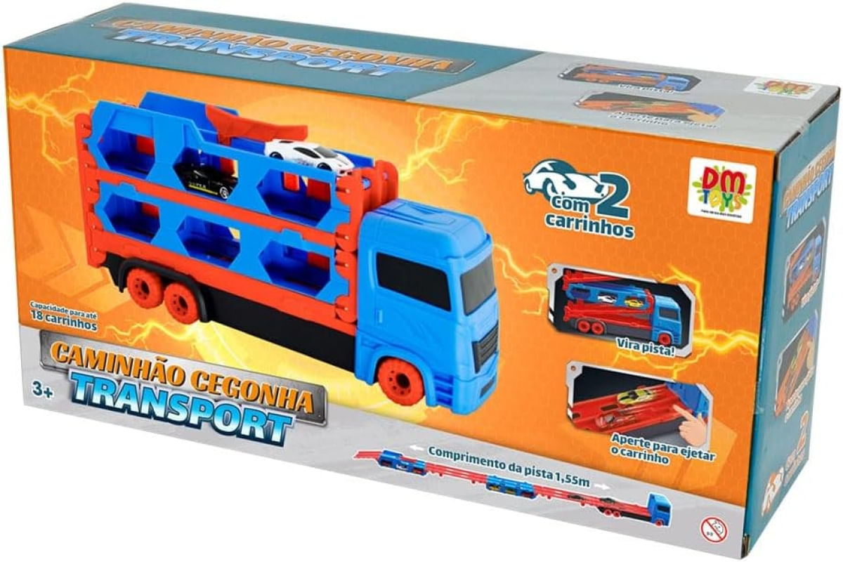 CAMINHAO CEGONHA TRANSPORTE COM 2 CARRINHOS - DM BRASIL