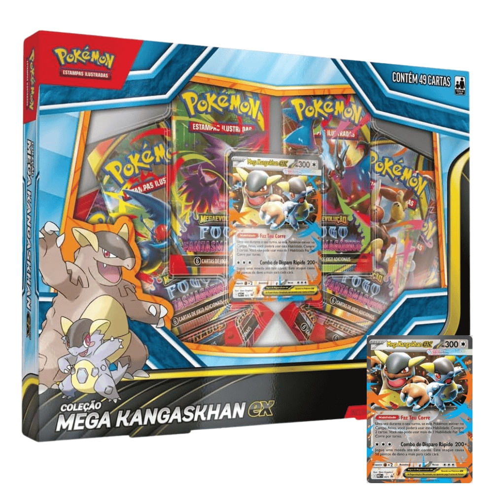 Box Pokémon Coleção Mega Kangash EX 49 Cartas 1 Promocional