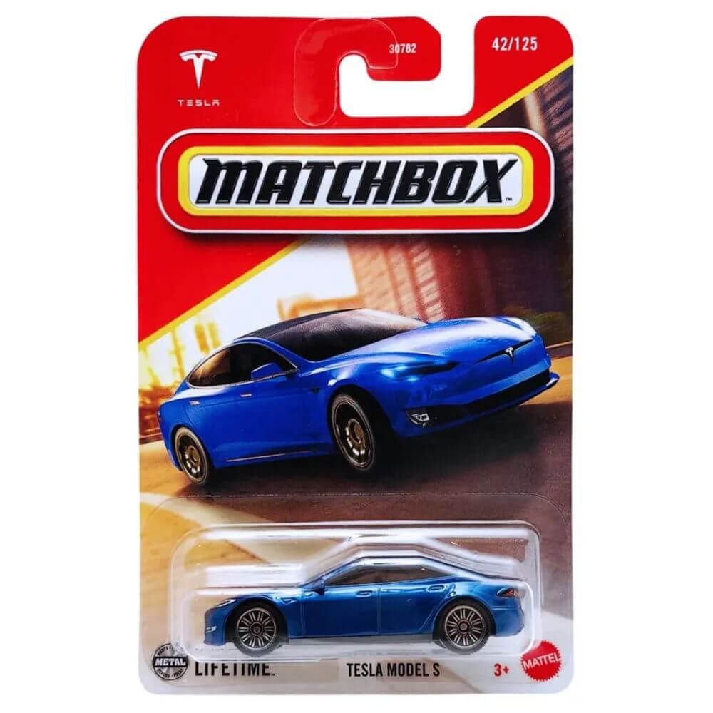 Carrinho Miniatura Matchbox 1:64 - Tesla Model S Azul - Mattel JBN85