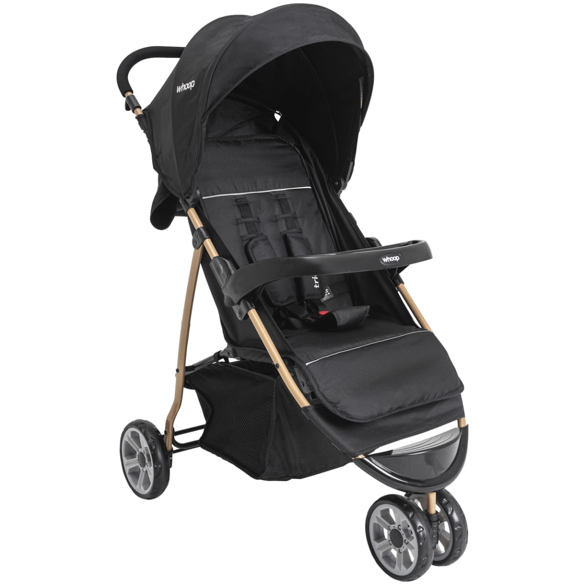 Carrinho de Bebe para Passeio Kiddo Trio Preto Dourado
