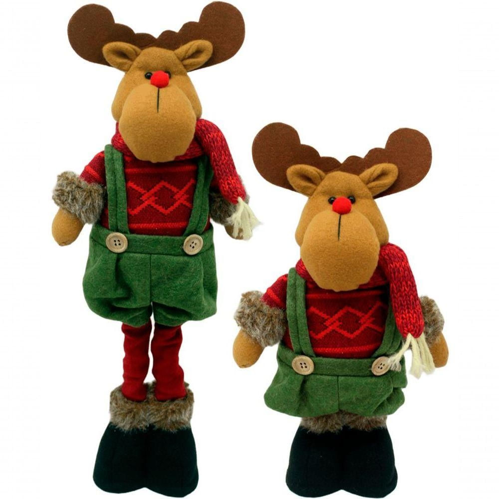 Boneco Decorativo Alce Scoth Pernas Ajustáveis Enfeite 50m