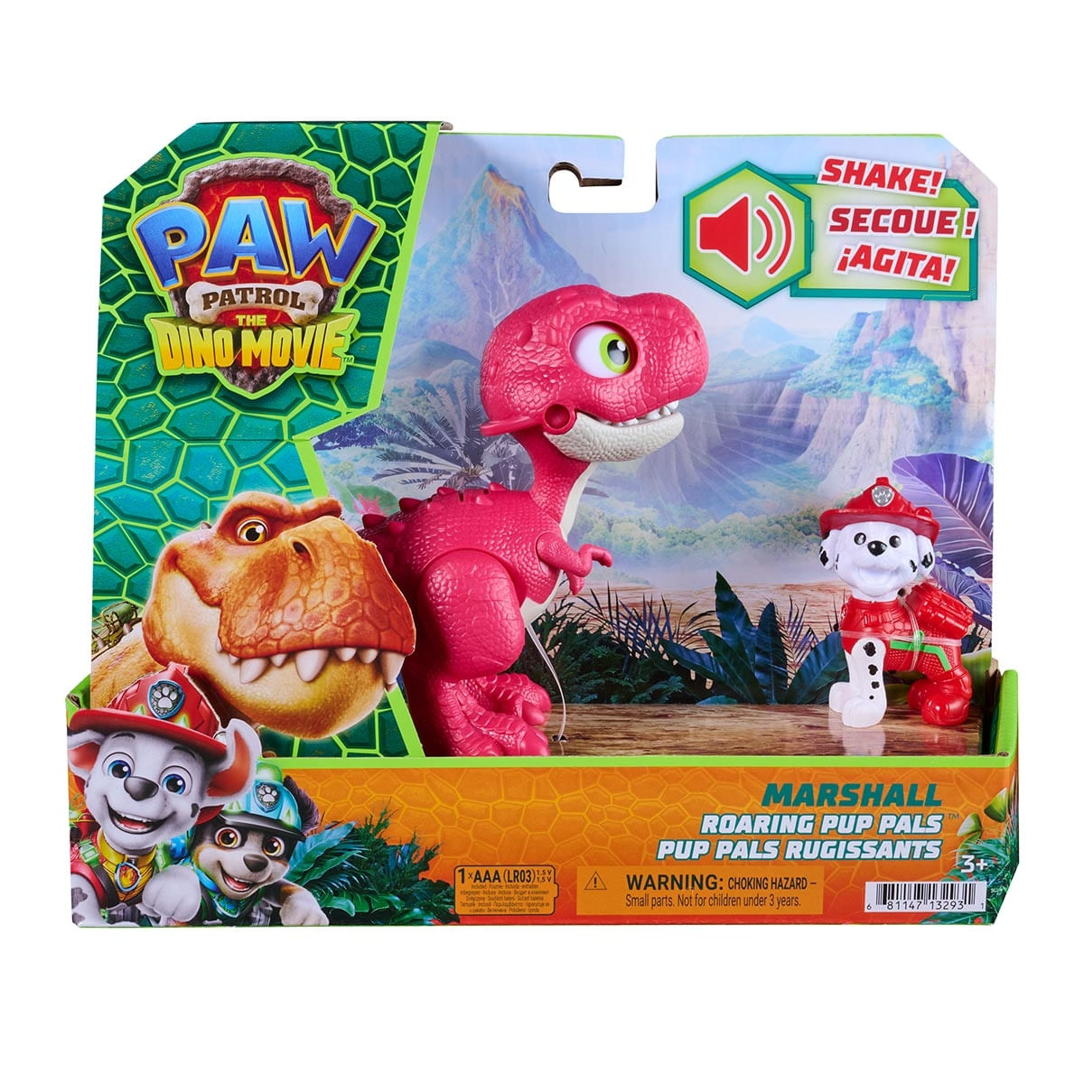 2 Bonecos Marshall e Dinossauro com Som - Patrulha Canina