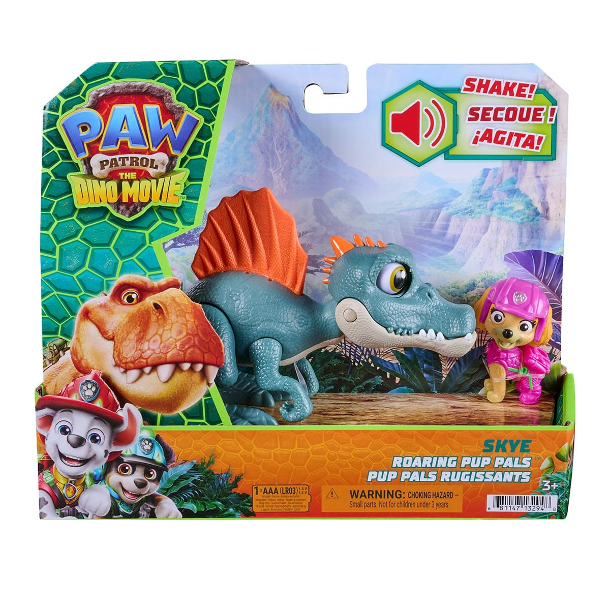 2 Bonecos Skye e Dinossauro com Som - Patrulha Canina