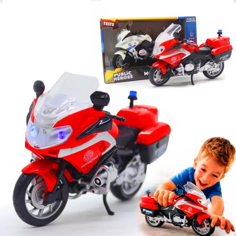 MOTOCICLETA COM LUZ E SOM VERMELHA 1:20