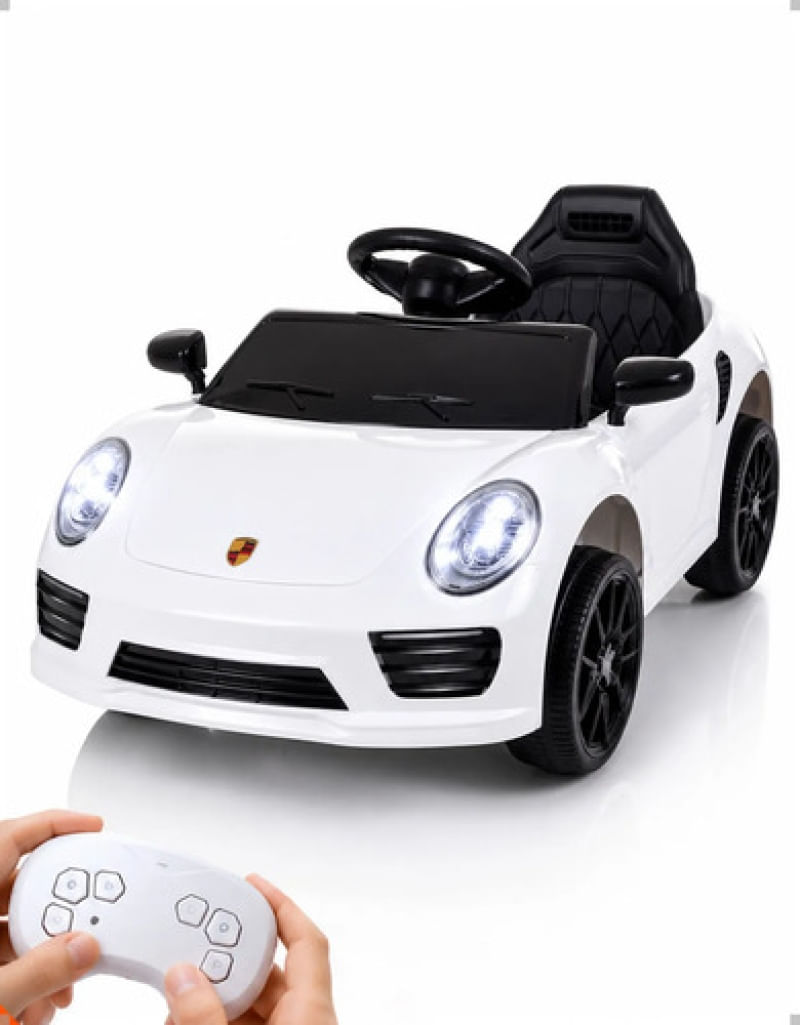 CARRO ELETRICO ESPORTIVO BRANCO COM CONTROLE REMOTO 6V4.5AH