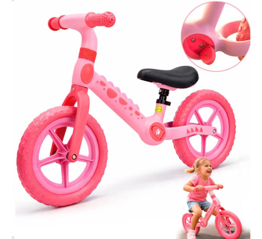 BICICLETA DE EQUILIBRIO BALANCE SEM PEDAL ROSA 12" GUG