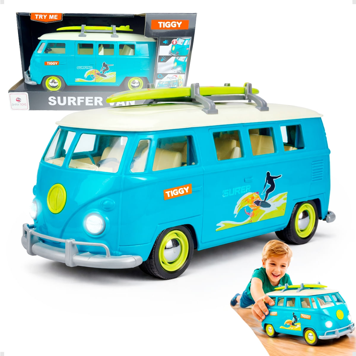VAN DE SURF FRICÇÃO COM LUZ E SOM 1:14 SHINY TOYS