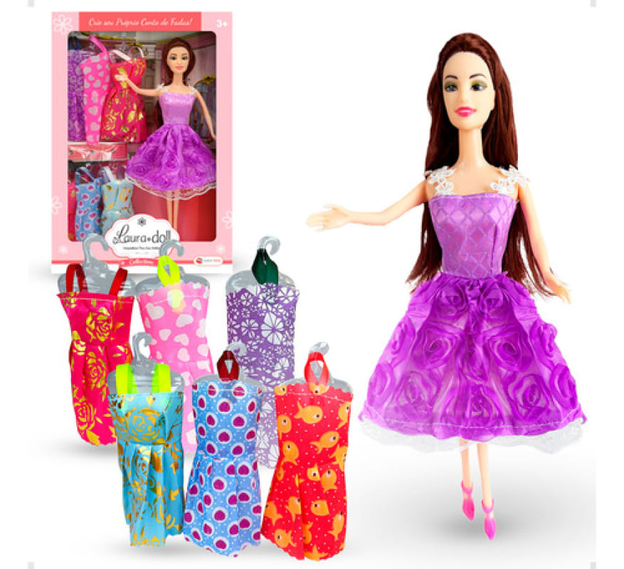 BONECAS PRINCESAS COM VARIOS VESTIDOS SHINY TOYS
