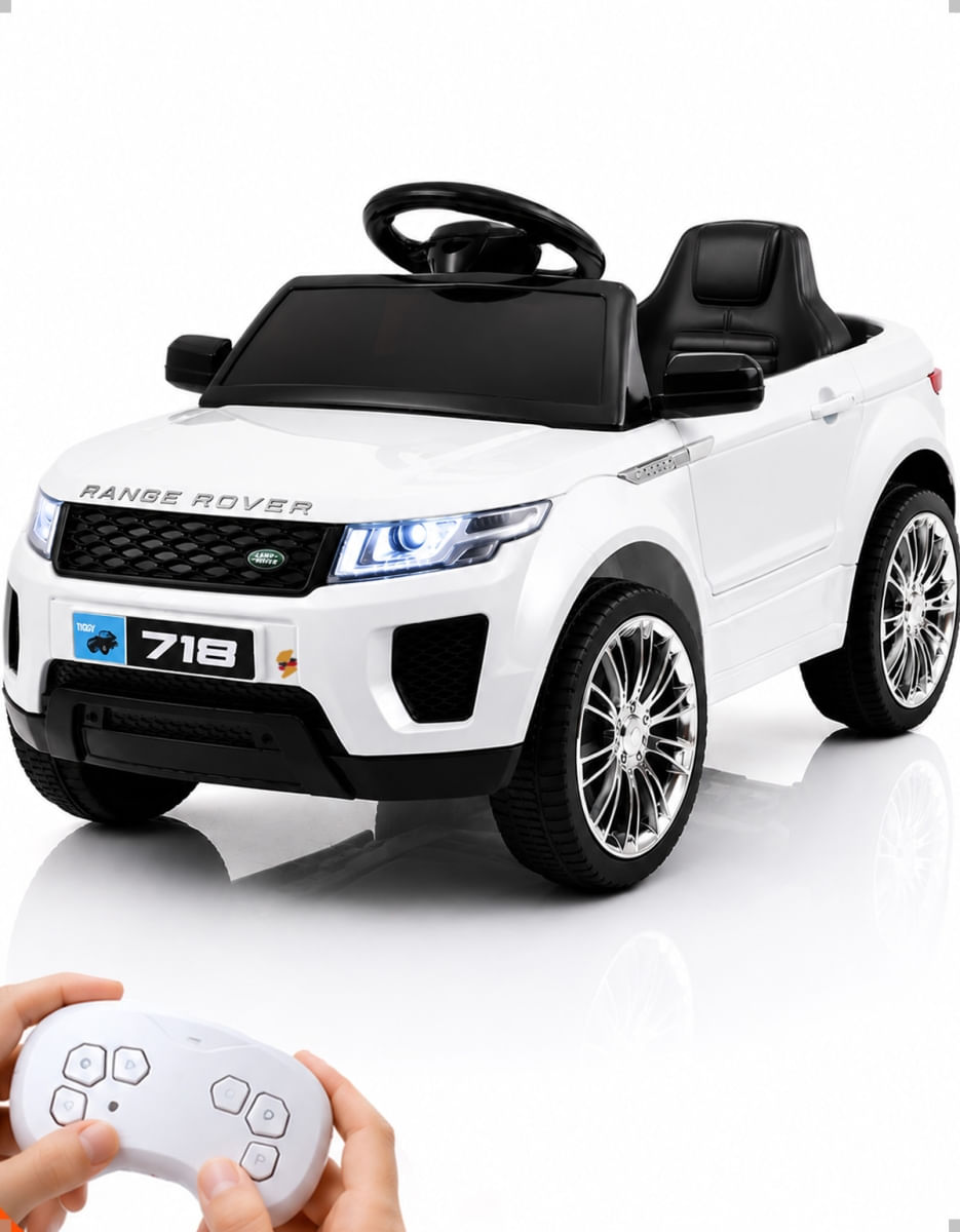CARRO ELETRICO COM COTROLE REMOTO RANGE ROVER BRANCA 6V4.5AH