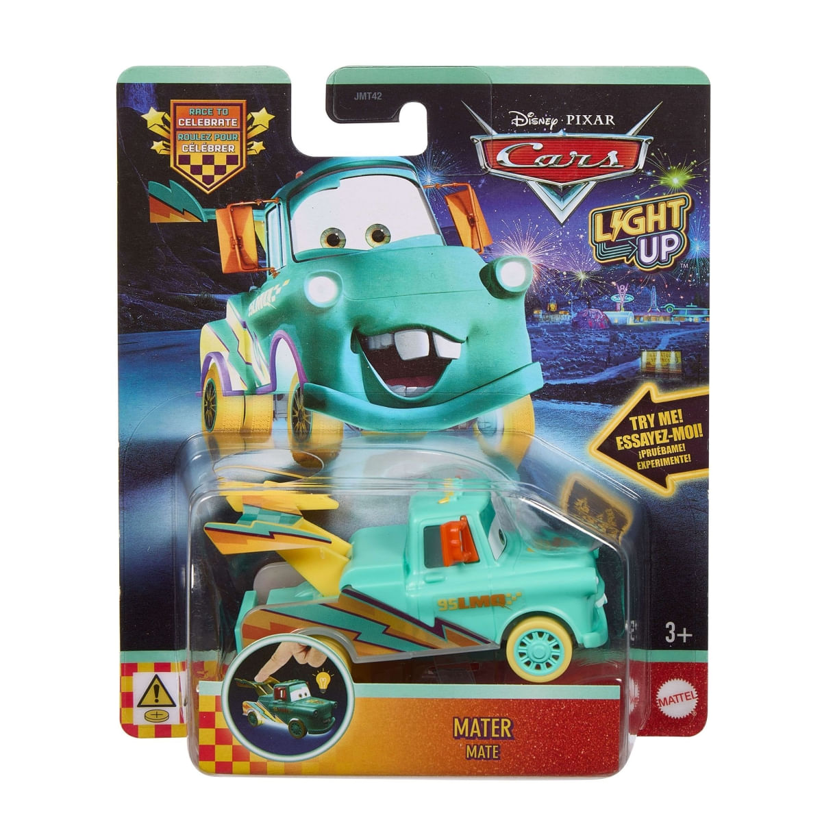 Mate c/ Luz - Carrinho Filme Carros - Disney Pixar - Mattel