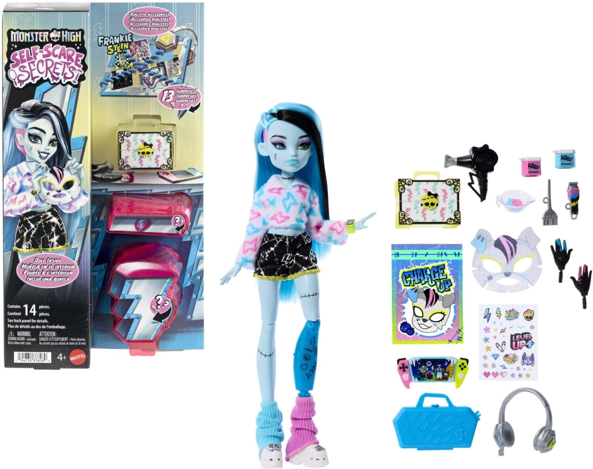 Boneca Frankie Stein Monster High Self-Scare Secrets c/ 13 Acessórios - Mattel