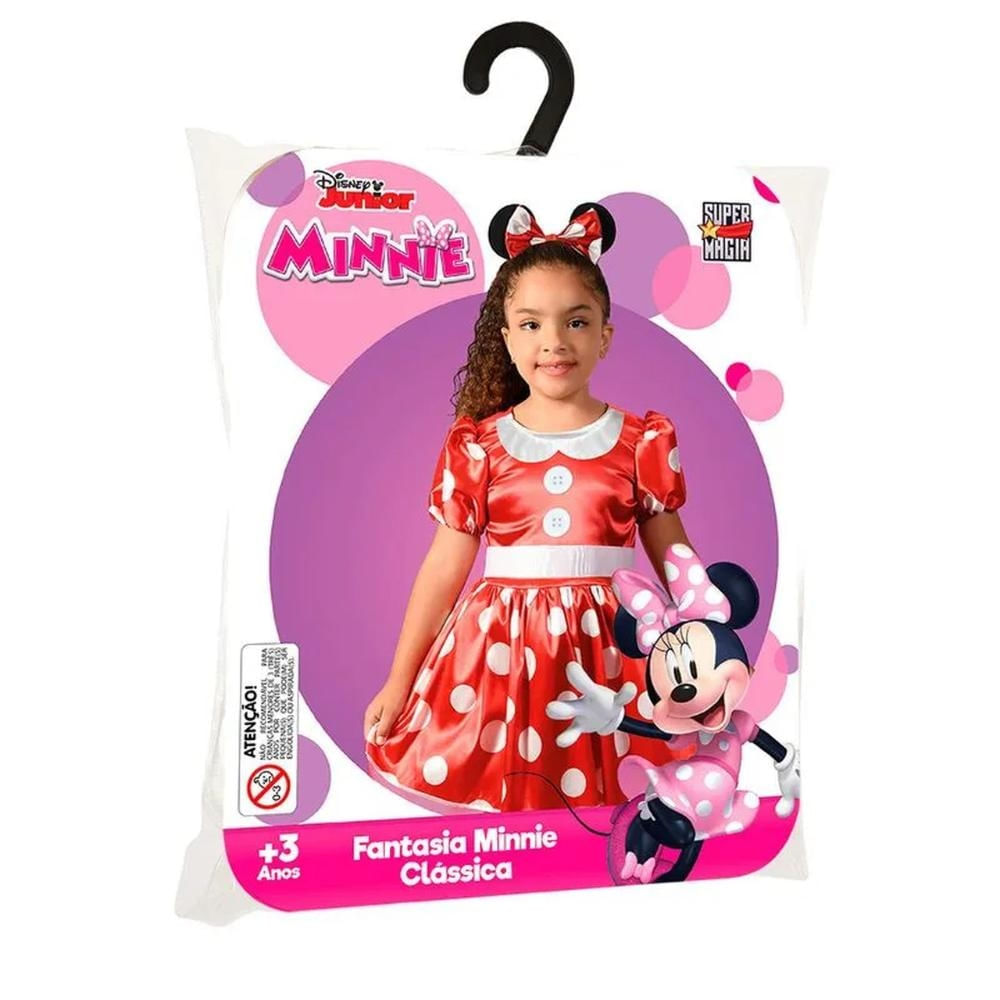 Fantasia Minnie Clássica P Com Laço Novabrink - 7070