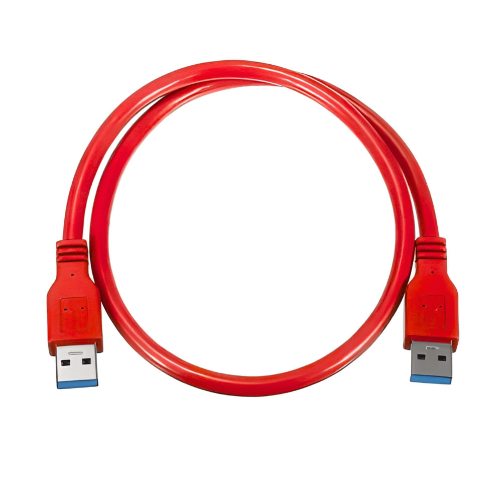 Cabo de dados USB 3.0 Macho x Macho 100cm Cor Vermelho