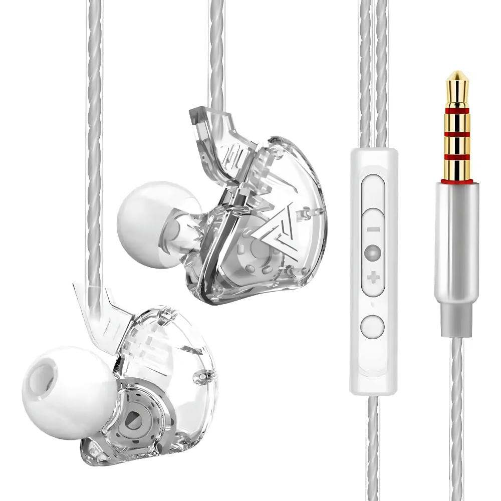 Fone de Ouvido Gamer In-Ear QKZ AK6 com Microfone Cor Transparente