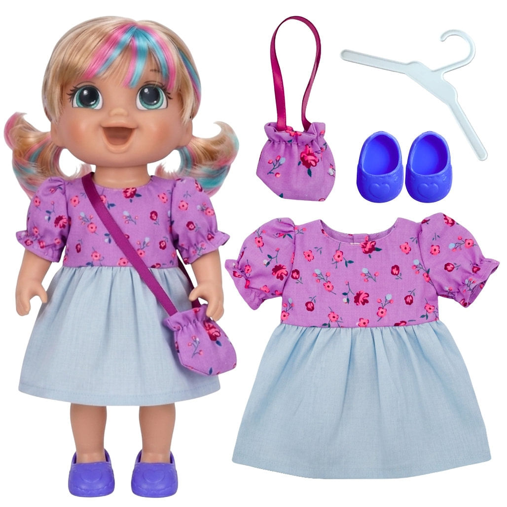 Kit Roupa Boneca para Baby Alive - Menina Flora - 4 Pçs
