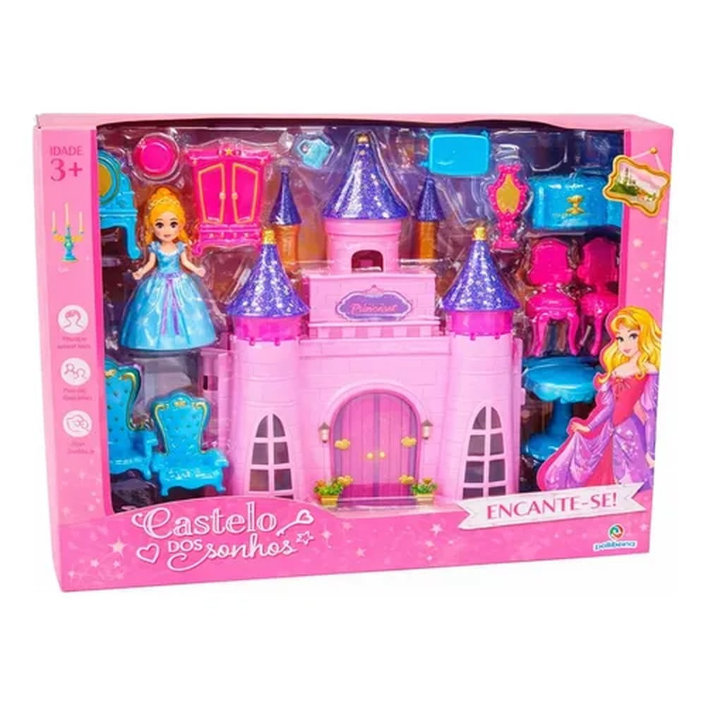 Castelo dos Sonhos com Boneca e Acessórios Polibrinq CA001