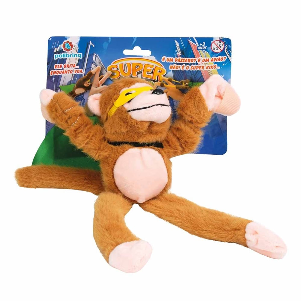 Macaquinho de Pelúcia Super Kiko Voador com Som Polibrinq SQ263