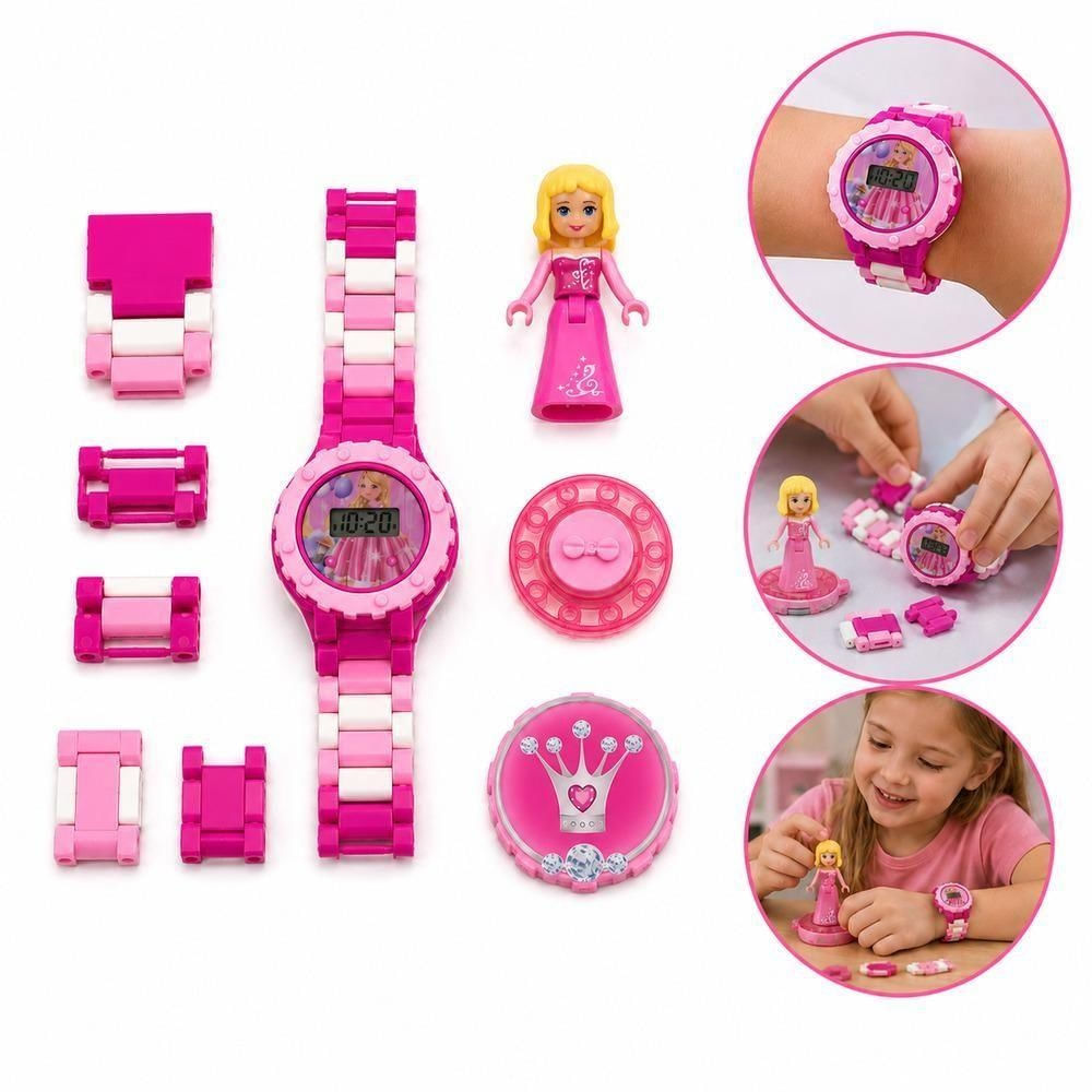Kit Relógio Infantil de Montar com Mini Boneca Digital Plástico Colorido
