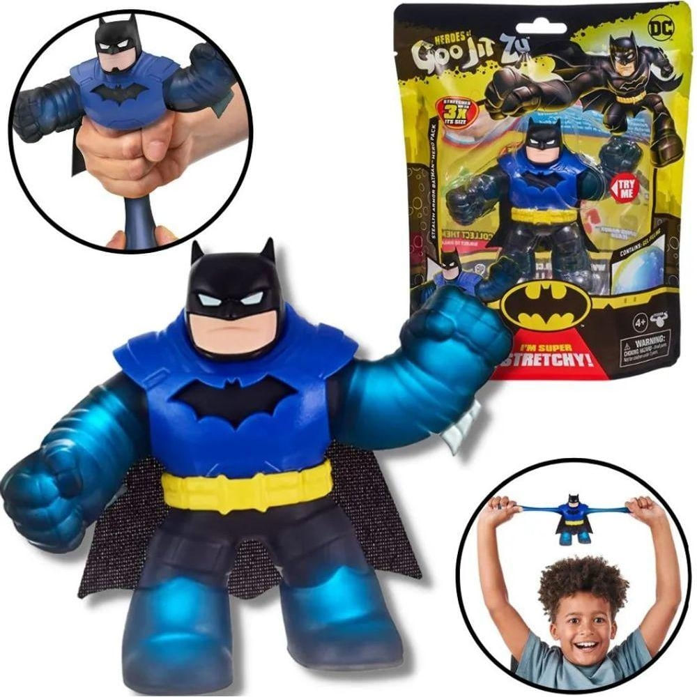 Boneco Elástico Batman Stretchy com Preenchimento de Gosma Preto Sunny
