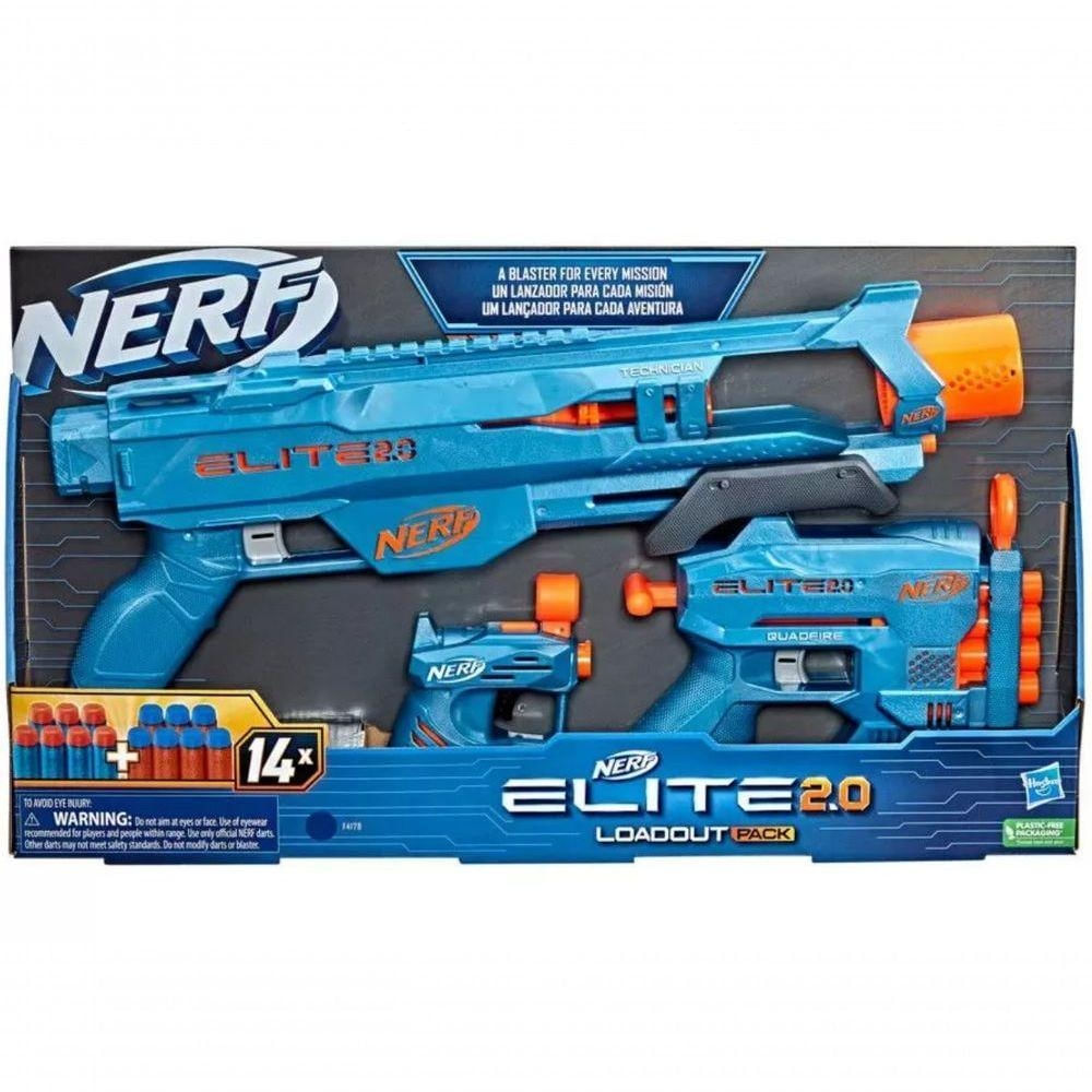Lança Dardos Nerf Elite 2.0 Loadout Pack com 3 Lançadores e 14 Dardos Hasbro