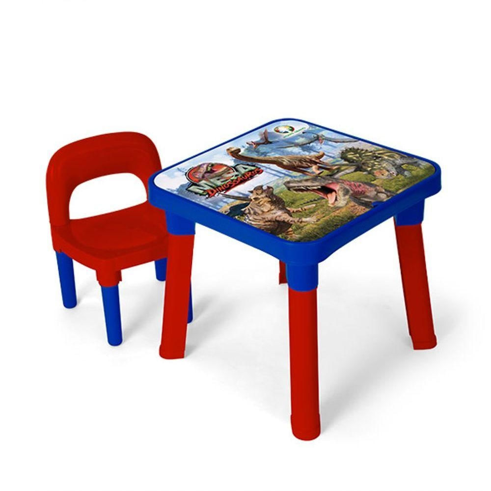 Mesinha com Cadeira Infantil Mi5075 Dinossauro Verde Monte Líbano