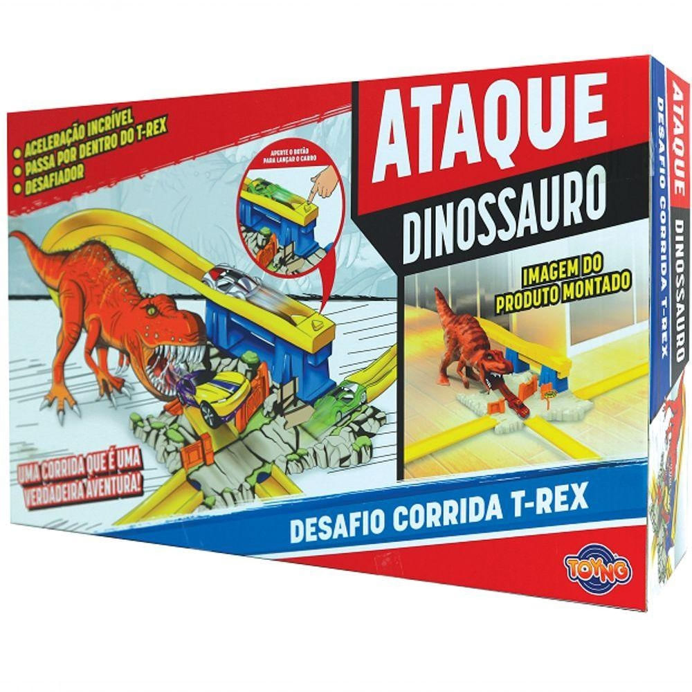 Pista de Corrida 43328 com Desafio T-Rex e Lançador Plástico Toyng