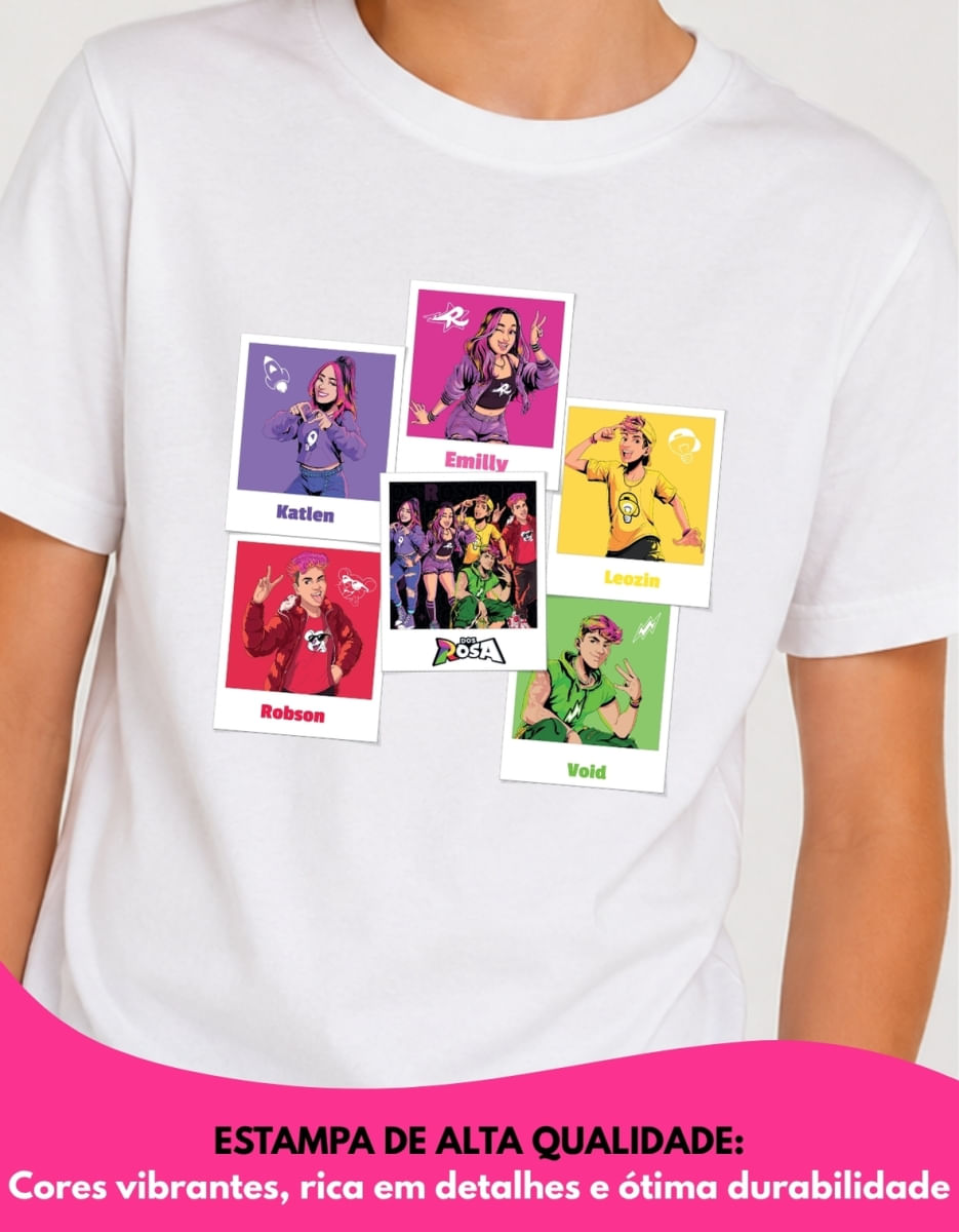 Camiseta de Algodão Dos Rosa Branca Polaroid