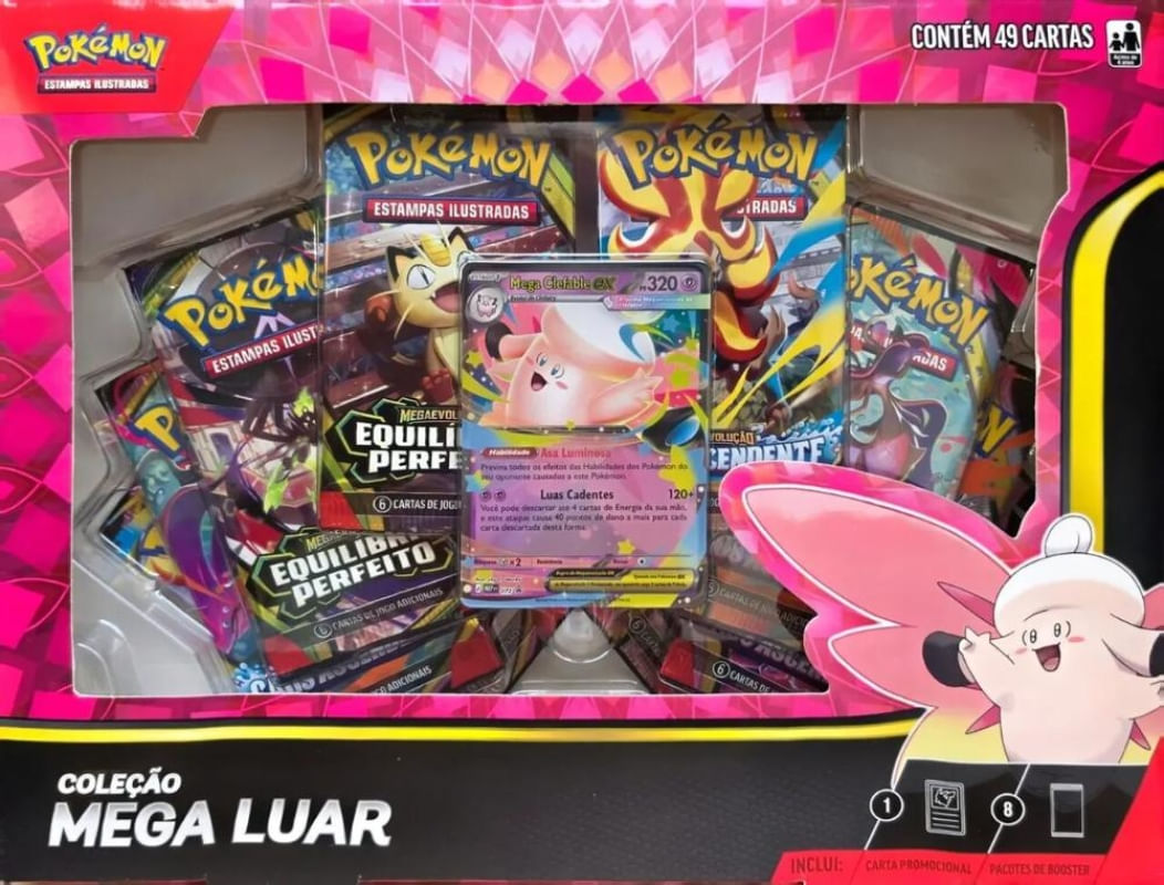 Box Pokémon TCG Mega Luar Clefable Equilíbrio Perfeito Copag