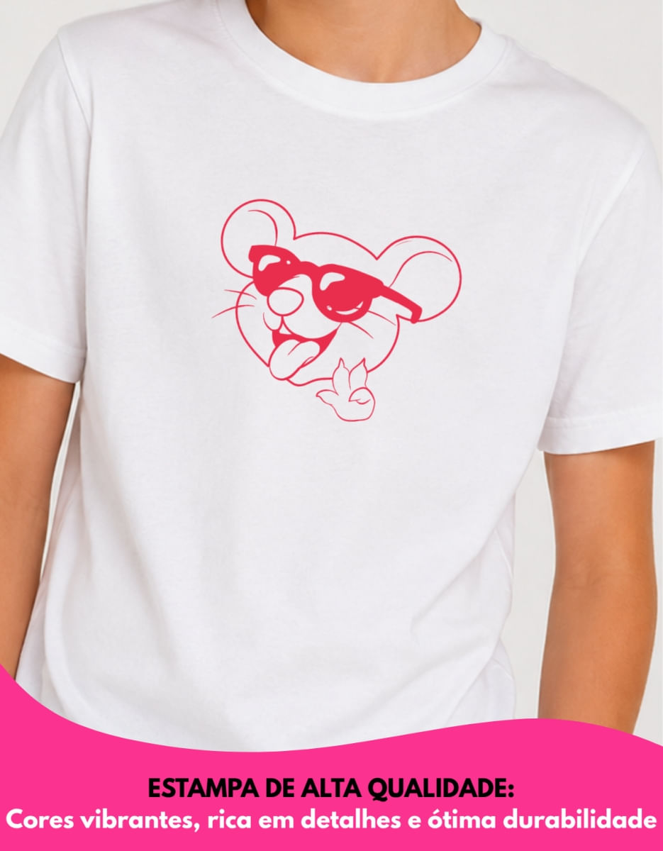 Camiseta de Algodão Dos Rosa Branca Ícone Robson