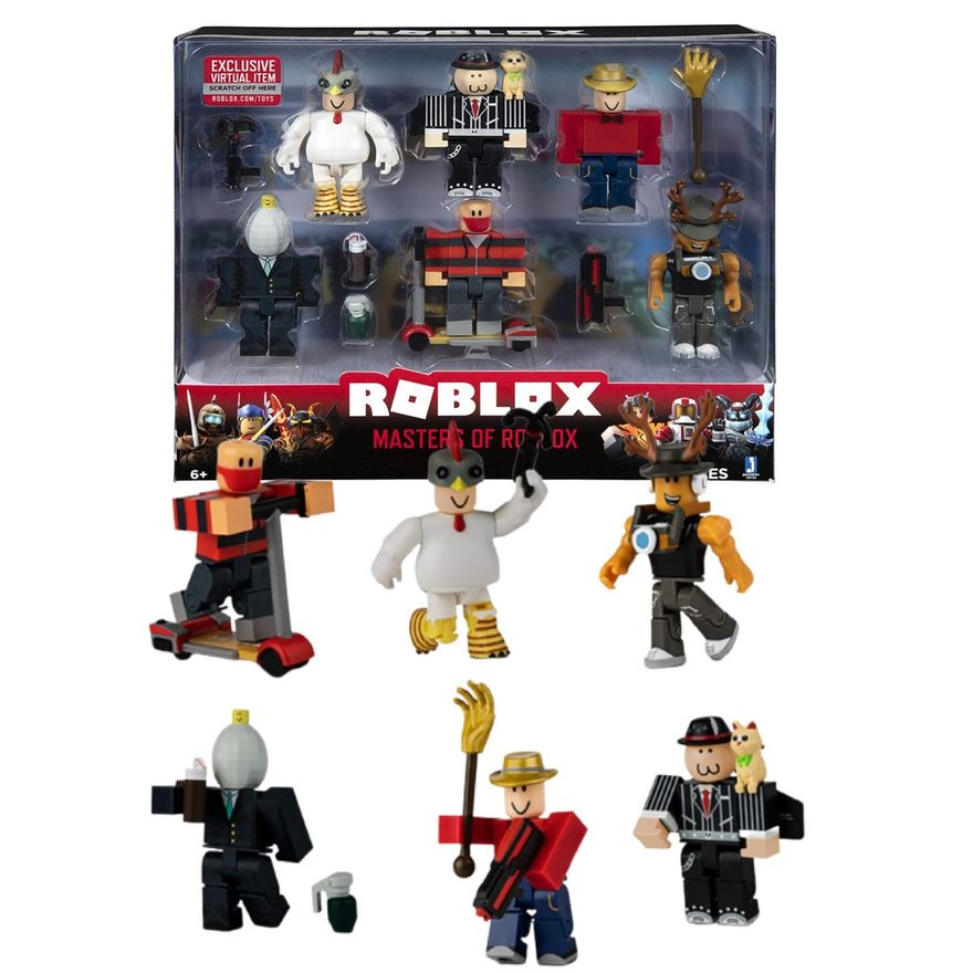 Boneco Roblox Pack Com 6 Masters Of Roblox Virtual Item Ri Happy Brinquedos - como chama o jogo do homem de ferro no roblox