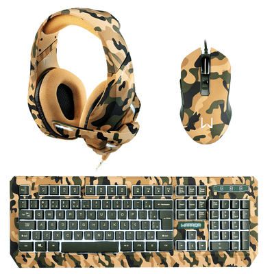 Kit Gamer - Teclado e Mouse -TC249 Army Kyler Warrior e Headset Straton USB  2,0 -PH305