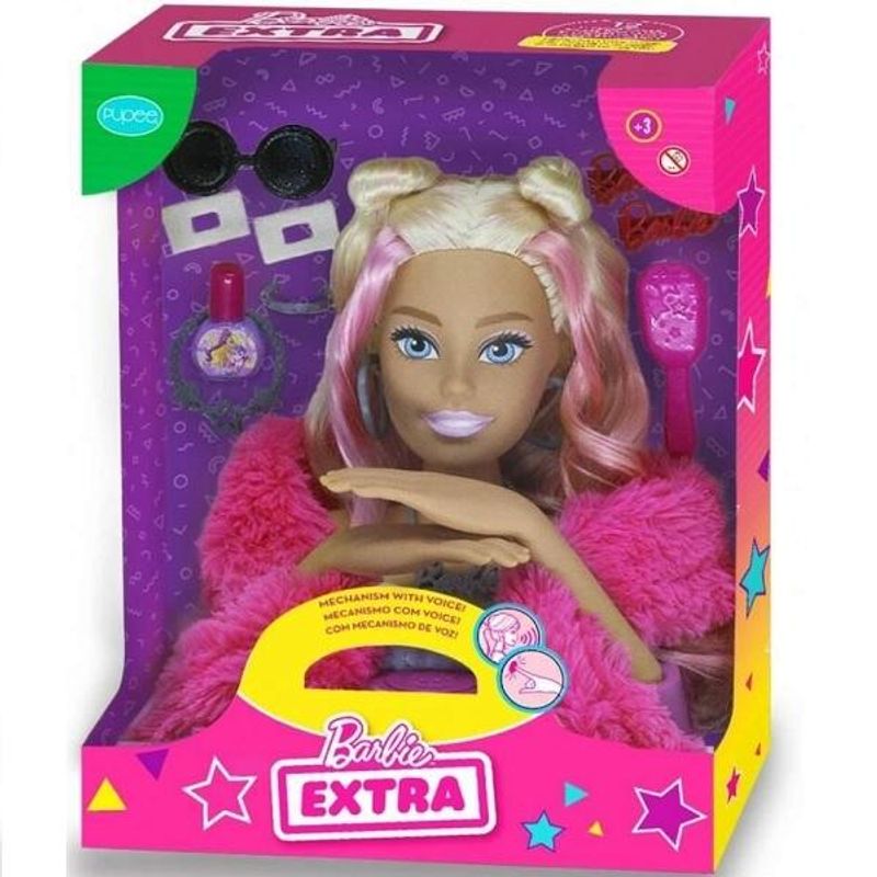 Boneca Barbie Para Maquiar Extra Styling Head Hair - Pupee - Ri Happy